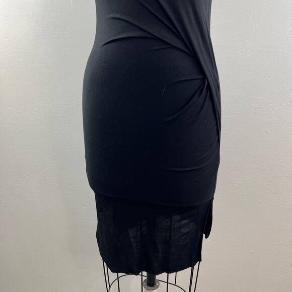 ALLSAINTS Marilla Black Sleeveless Round Neck Twist Side Bodycon Dress Size 2 - Picture 3 of 8